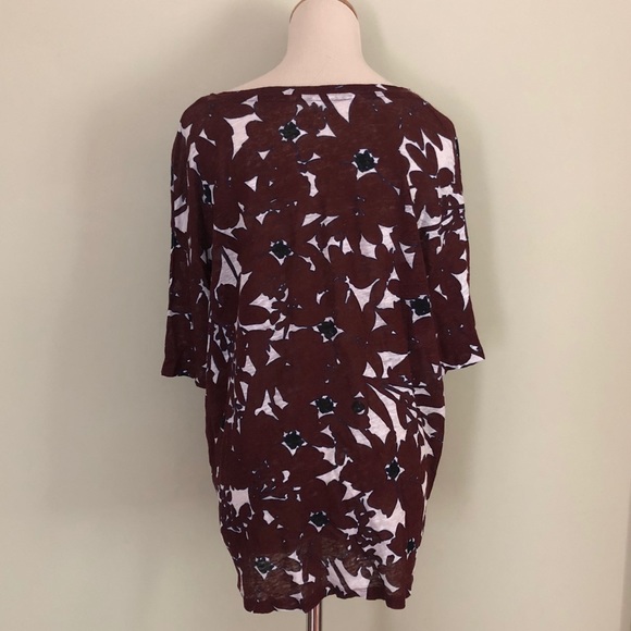 🆕 [Majestic Paris] Burgundy Print 100% Linen Top Sz: M - Picture 5 of 5